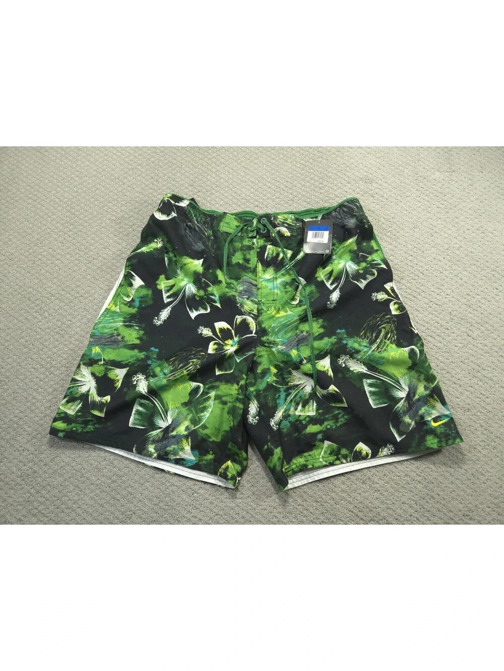 Nike Swim Trunks Mens XL Green Hibiscus Floral Tropical Board Shorts NWT
